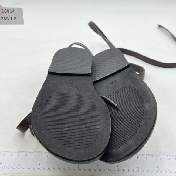 FOWT Women Split Round Toe Sandals Lace up Strappy Comfortable Flats Black - Picture 7 of 8